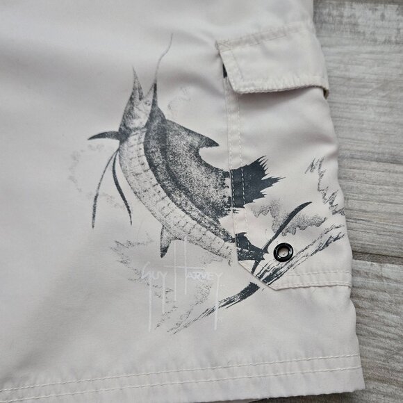 Guy Harvey x AFTCO Bluewater Board Shorts Men's Elastic Back Waist Fishing 38 - Picture 2 of 5
